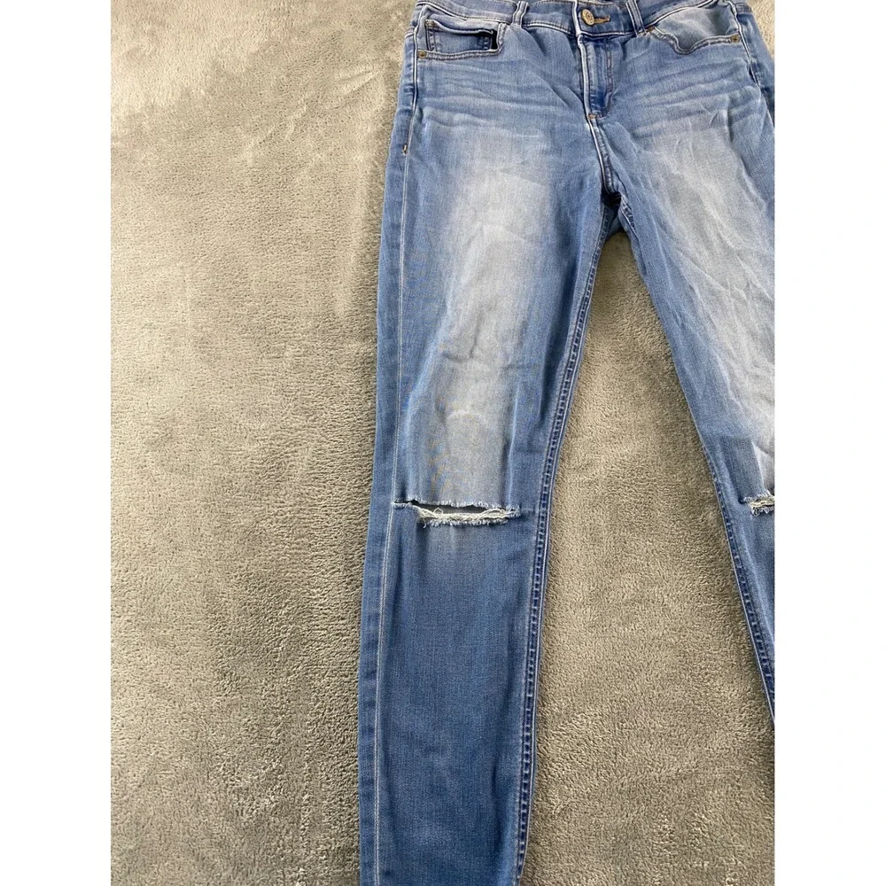 Express Jeans Ankle Legging High Rise Distressed Raw Hem Light Wash Blue 6R